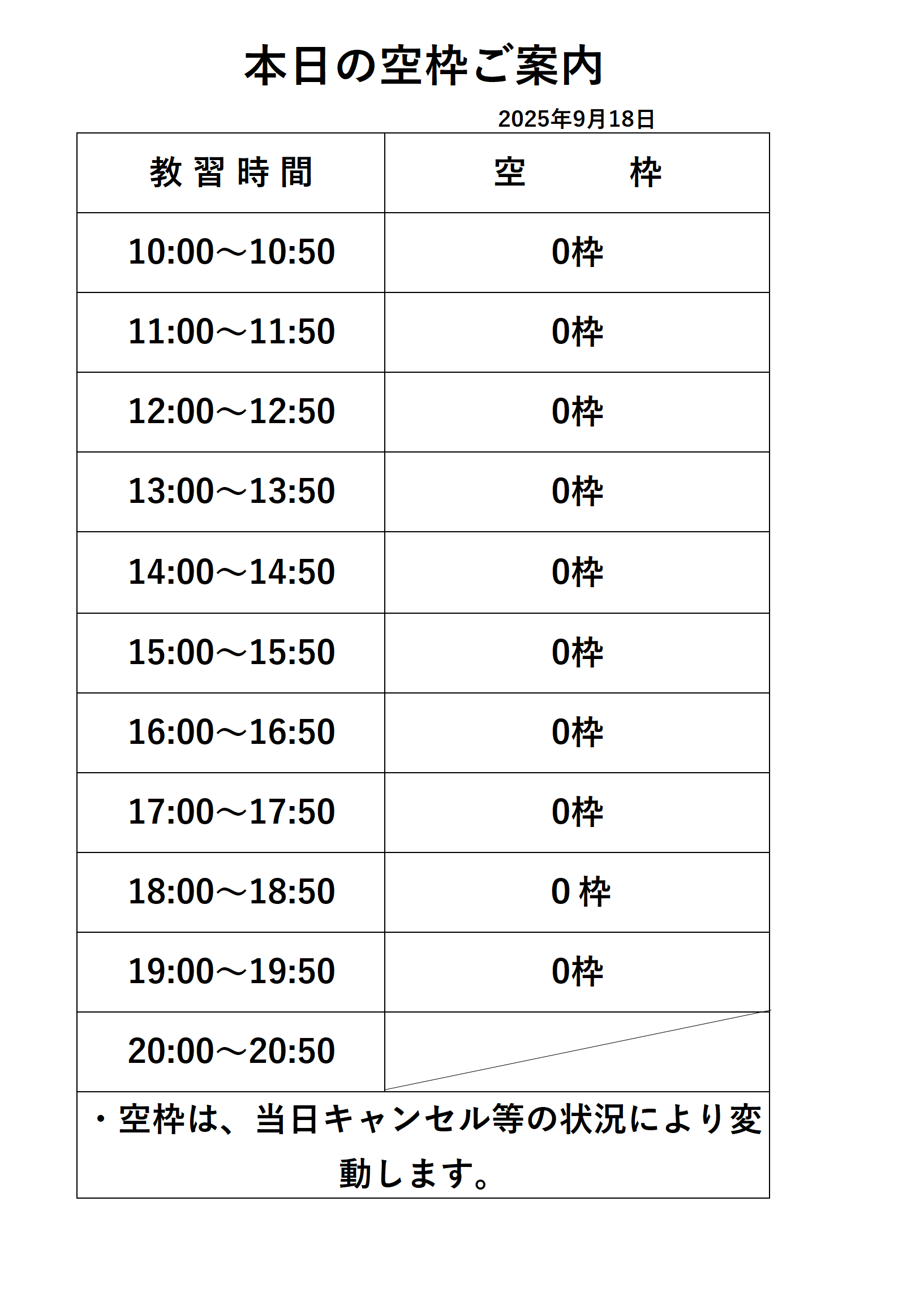 普通車技能教習の空き枠情報