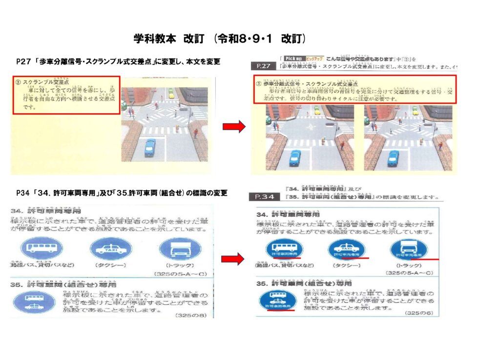 学科教本一部改訂のお知らせ